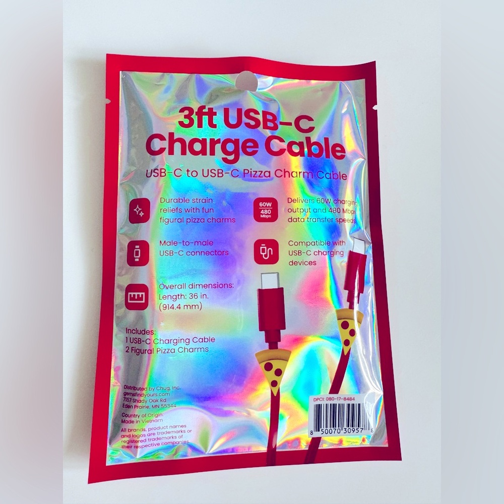 3 ft USB-C pizza charm charger - Picture 5 of 5